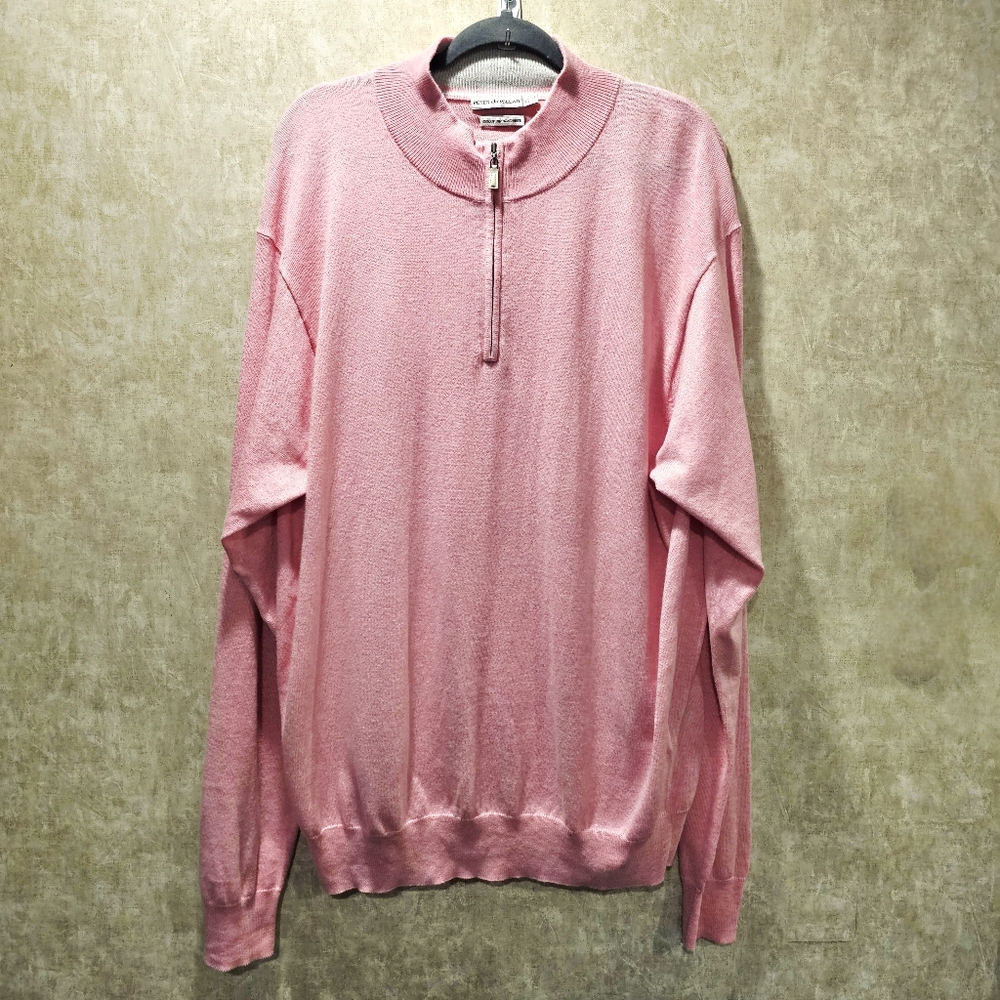 Peter Millar 1/4 Zip Cashmere & Cotton Pink Pullover Men's Golf Sweater NWOT